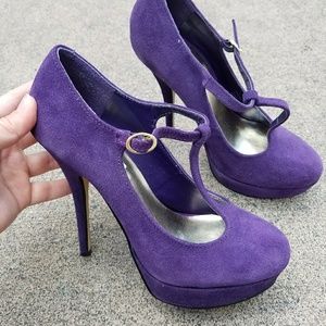 Steve Madden Purple Suede T-Strap Heels size 7
